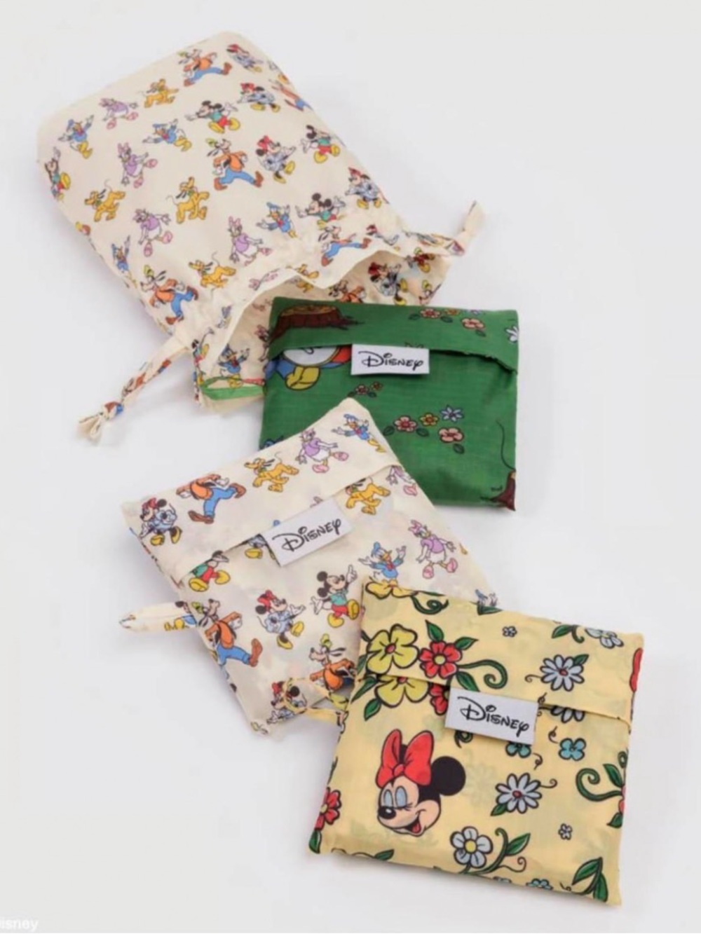 Disney Multicolor Cartoon Character Baggu Tote Set